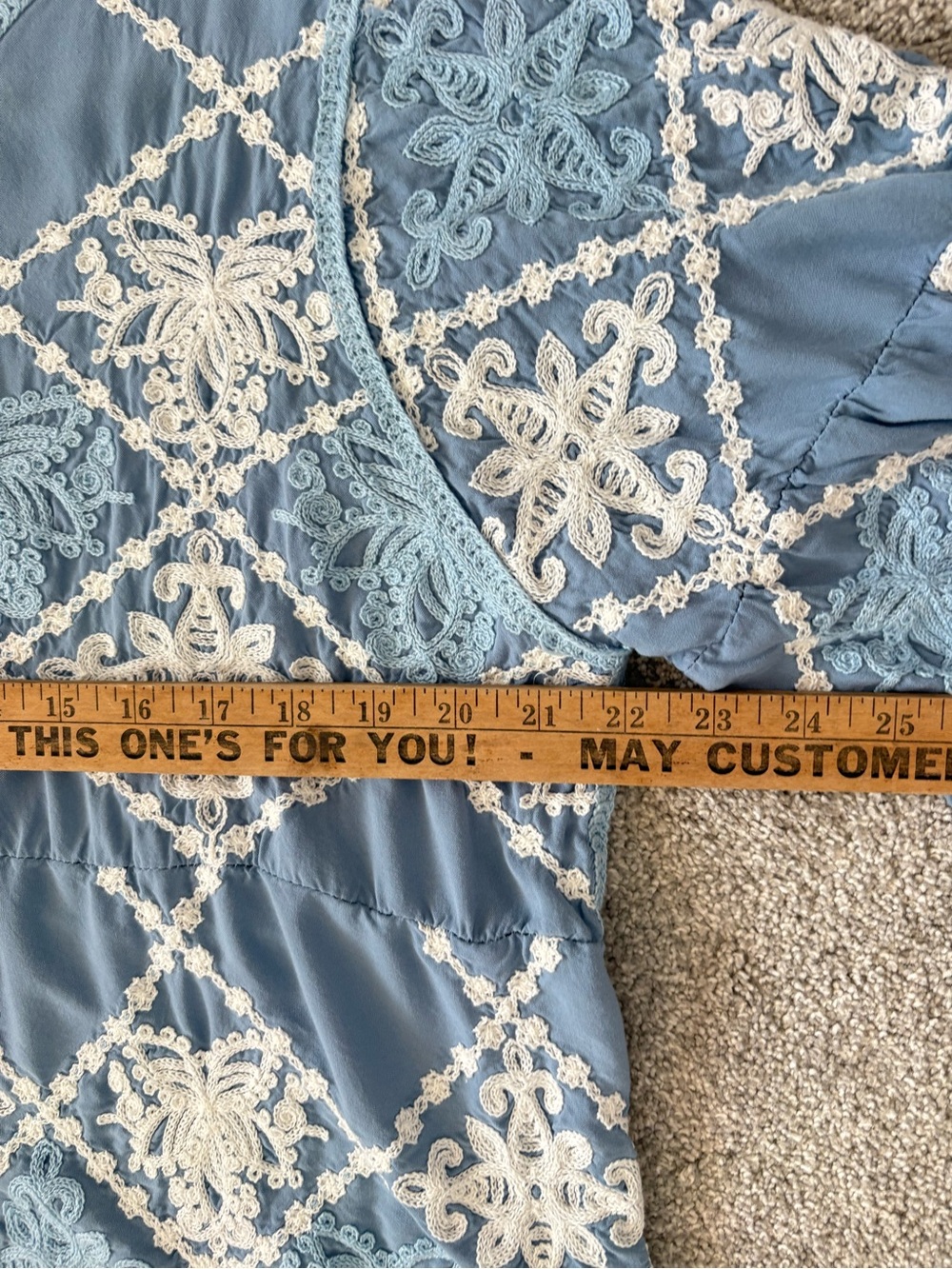 Kindred Blue Embroidered Boho Top, Size 2X, Floral Details, Cottagecore - Picture 6 of 8